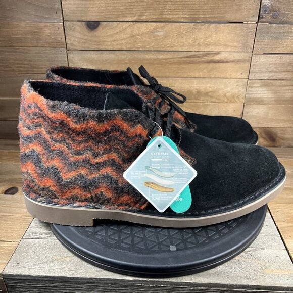 Clarks Mens Size 13 Desert Chukka Boots Black/Orange Wool & Suede Casual NWOB - Picture 2 of 11